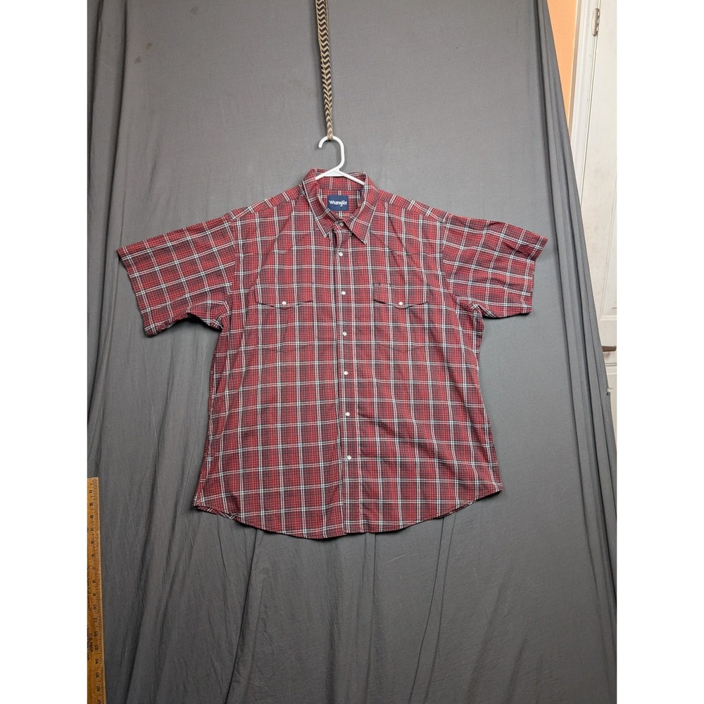 Wrangler Men's Short Sleeve Red Plaid Button Down Shirt Size XXL